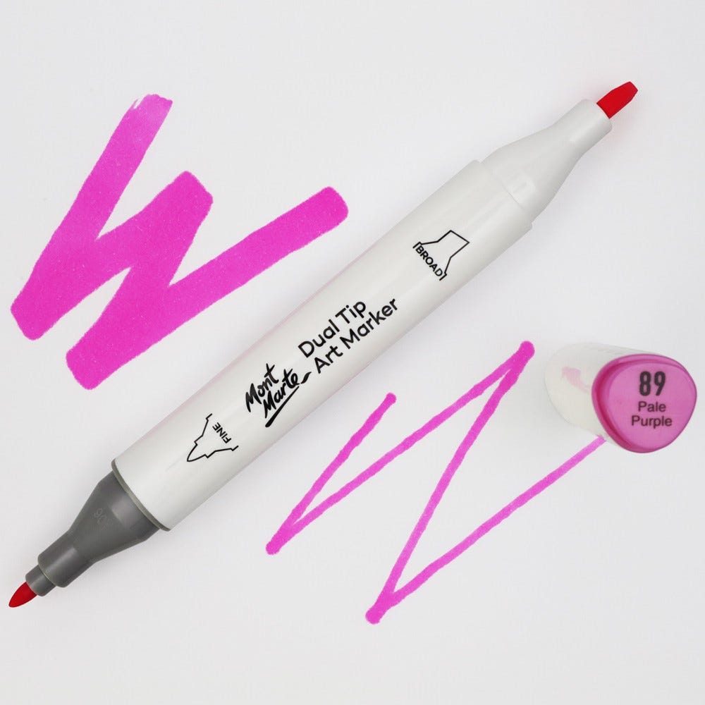 სახატავი სკეჩმარკერი ორმაგი თავით (ალკოჰოლის) MM Dual Tip Art Marker - Pale Purple 89