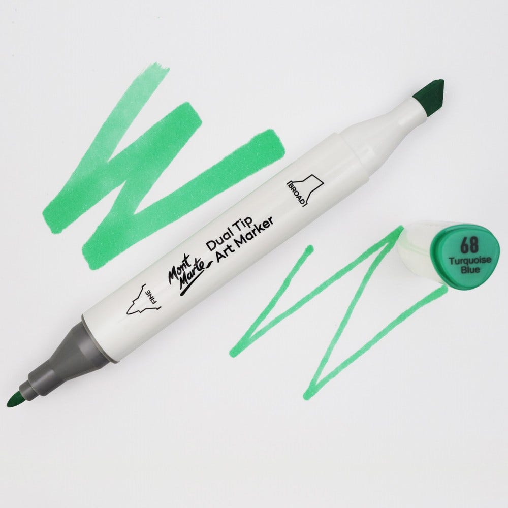 სახატავი სკეჩ მარკერი (ალკოჰოლის) MM Dual Tip Art Marker - Turquoise Blue 68