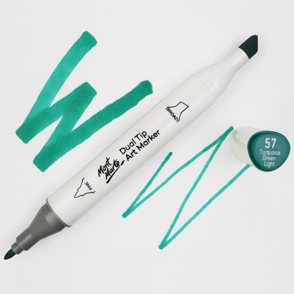 სახატავი სკეჩ მარკერი (ალკოჰოლის) MM Dual Tip Art Marker - Turquoise Green Light 57