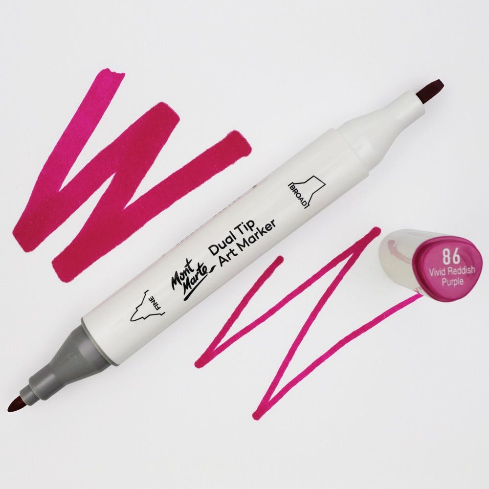 სახატავი სკეჩ მარკერი (ალკოჰოლის) MM Dual Tip Art Marker - Vivid Reddish Purple 86