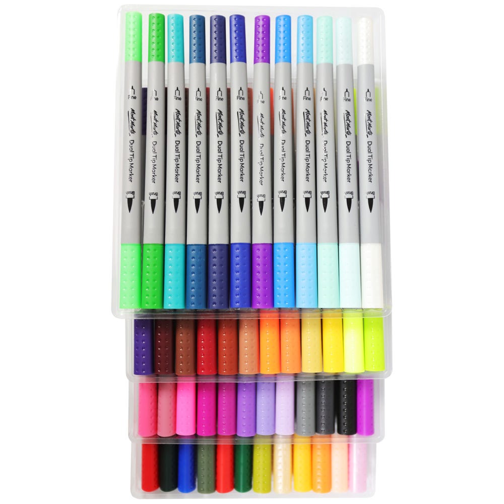 ფუნჯი/კალმები 48  ფერი ნაკრები MM Dual Tip Brush/Fineliners 48pc
