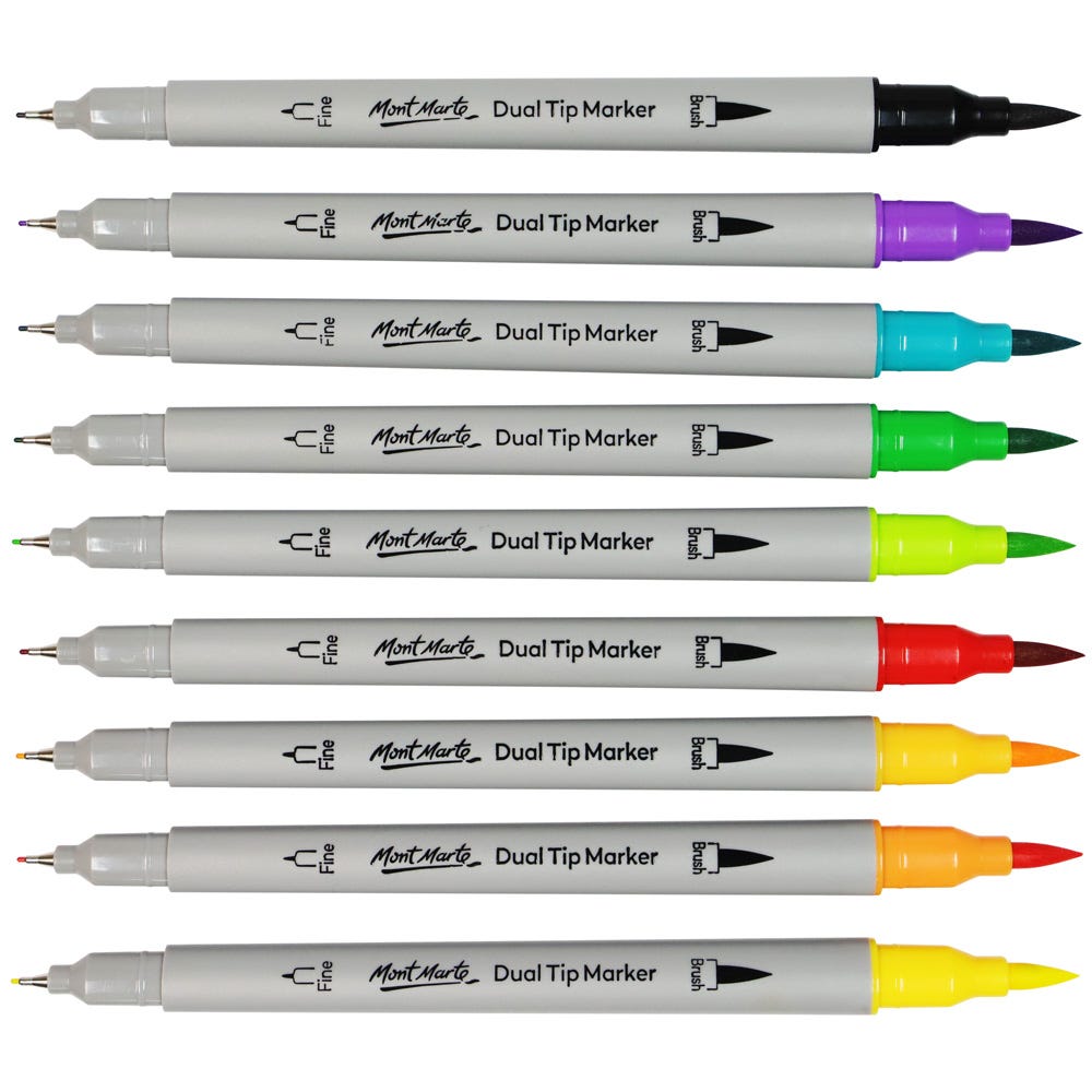 ფუნჯი/კალმები 48  ფერი ნაკრები MM Dual Tip Brush/Fineliners 48pc