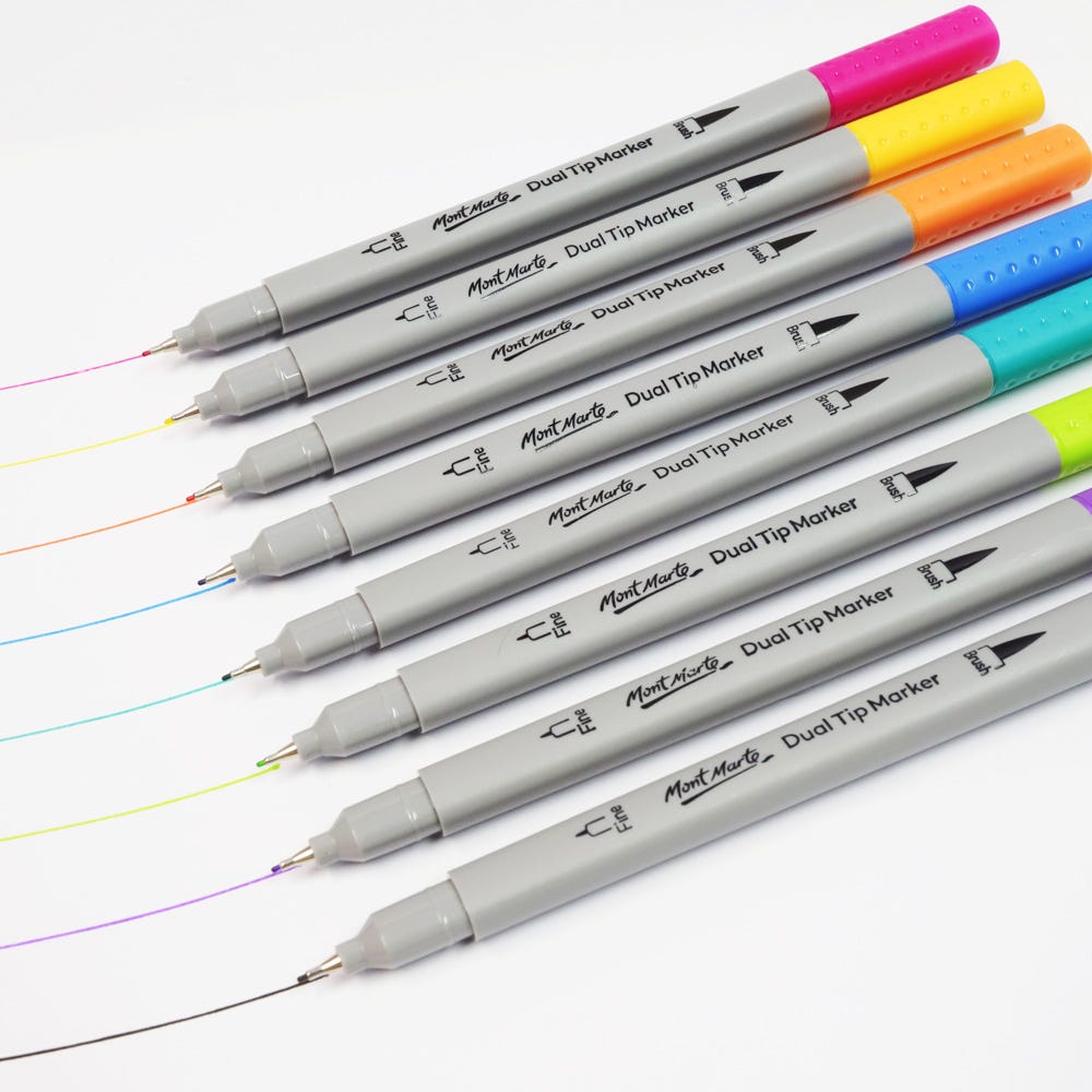 ფუნჯი/კალმები 48  ფერი ნაკრები MM Dual Tip Brush/Fineliners 48pc