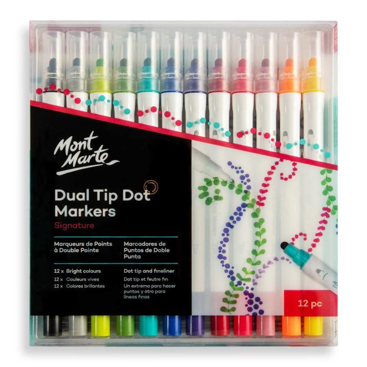 მარკერები წერტილოვანი ხატვისთვის MM Dot Markers Dual Tip 12pc