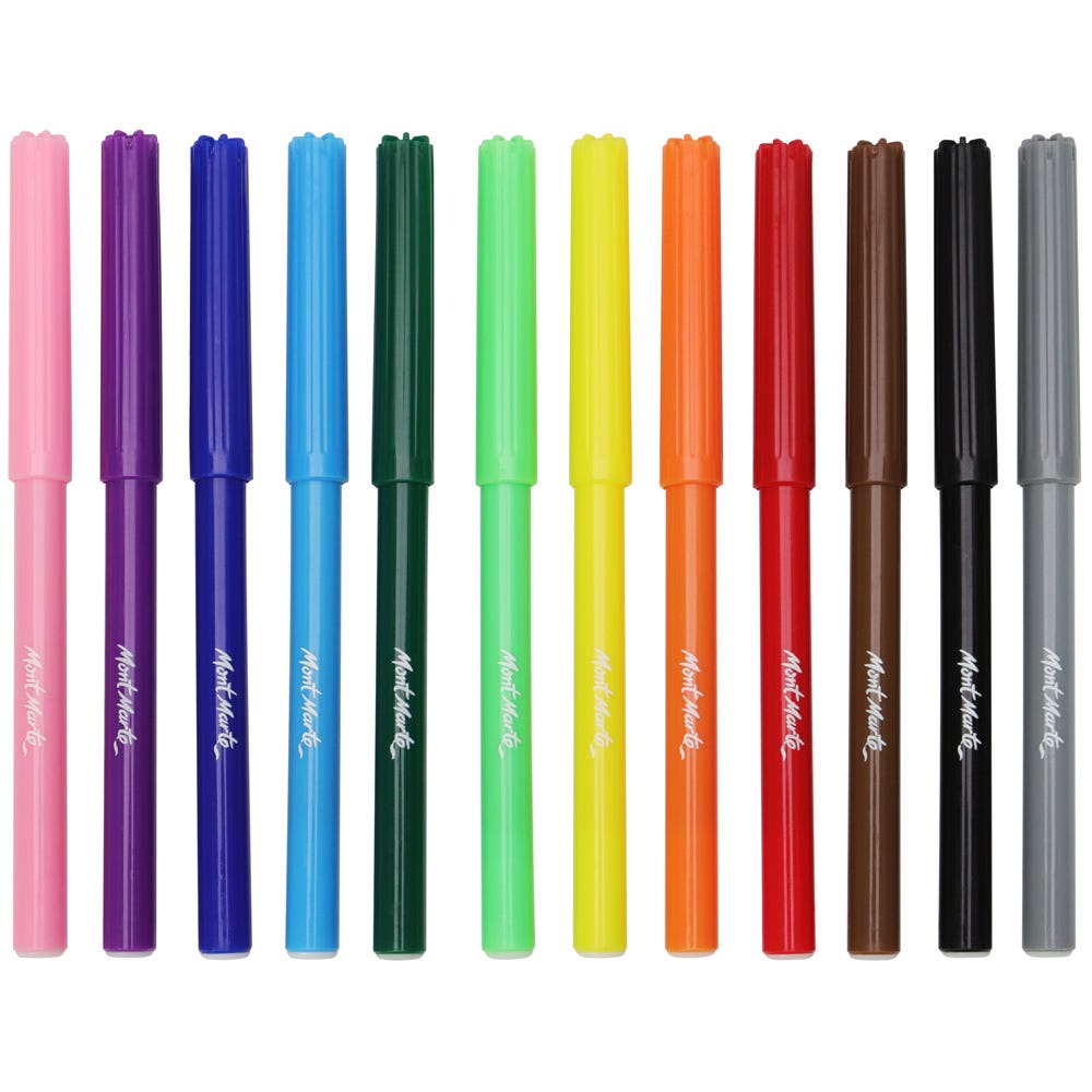 საბავშვო მარკერების ნაკრები MM Kids Felt Tip Markers 12pc - Basics