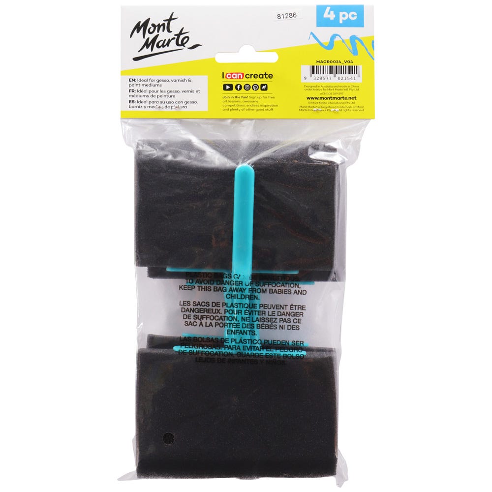 ღრუბელის ფუნჯები (სპონჯები) Foam Hobby Brush 100mm 4pce Poly Bag