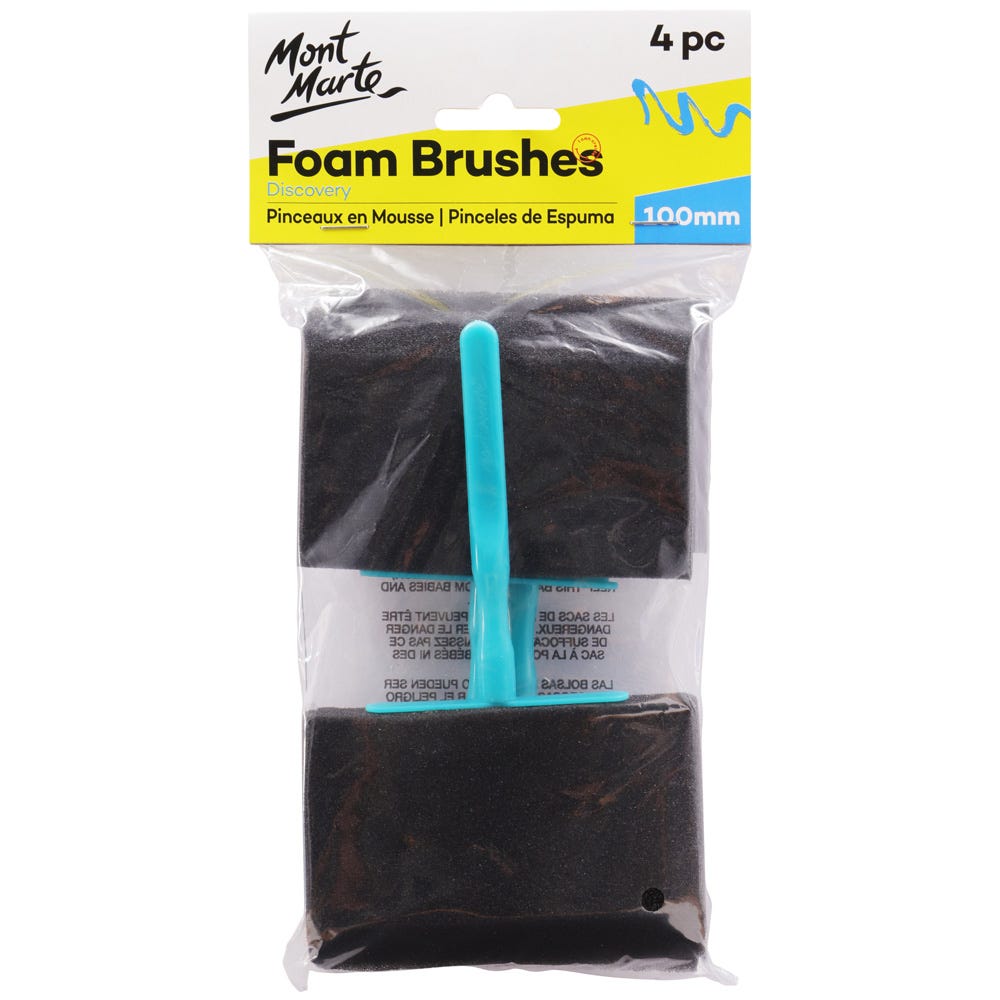 M.M. Foam Hobby Brush 100mm 4pce Poly Bag