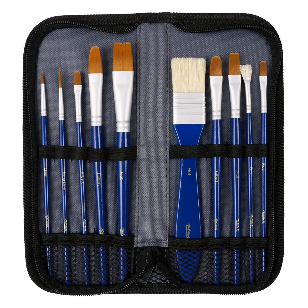 გუაშის ფუნჯები ნაკრები პენლით MM Brush Set in Wallet 11pc - Gouache