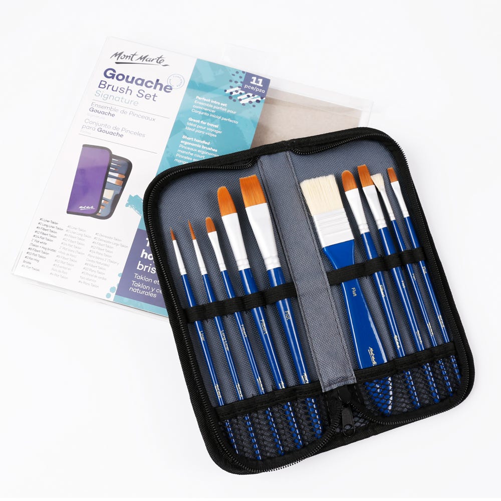გუაშის ფუნჯები ნაკრები პენლით MM Brush Set in Wallet 11pc - Gouache
