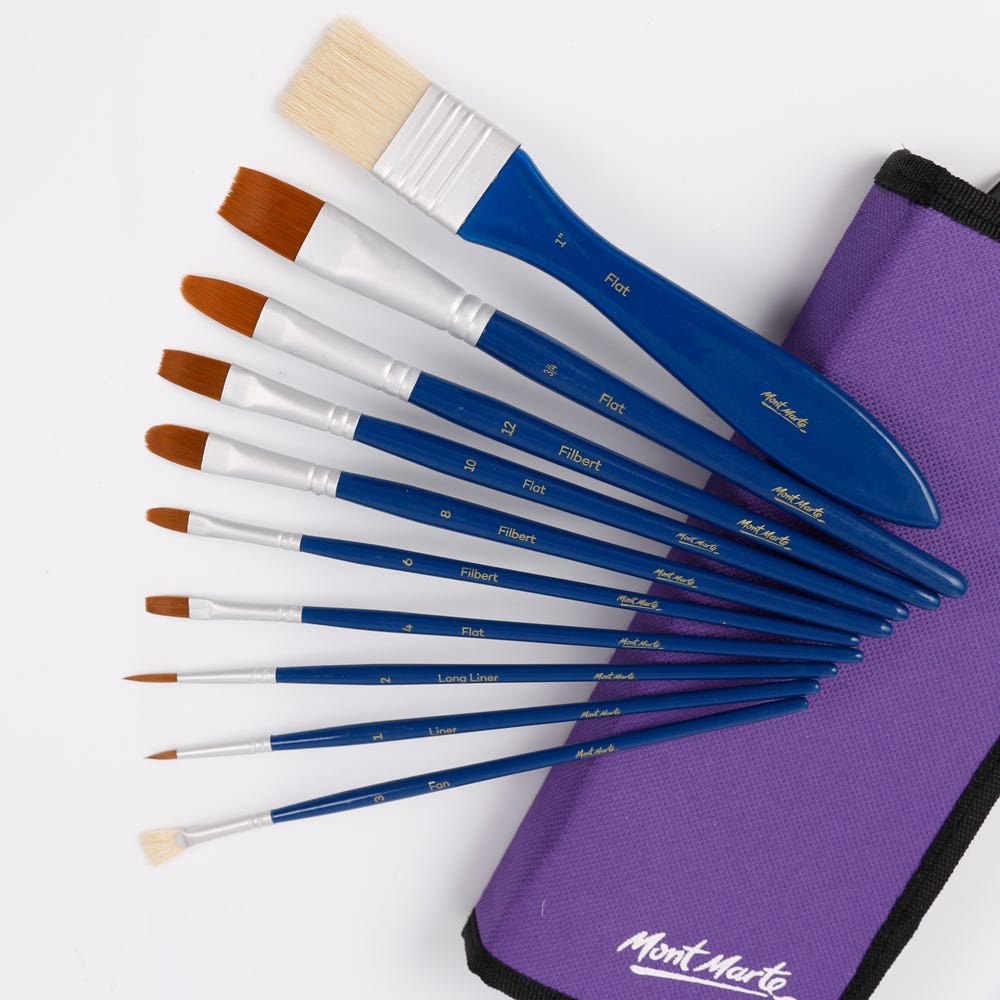გუაშის ფუნჯები ნაკრები პენლით MM Brush Set in Wallet 11pc - Gouache