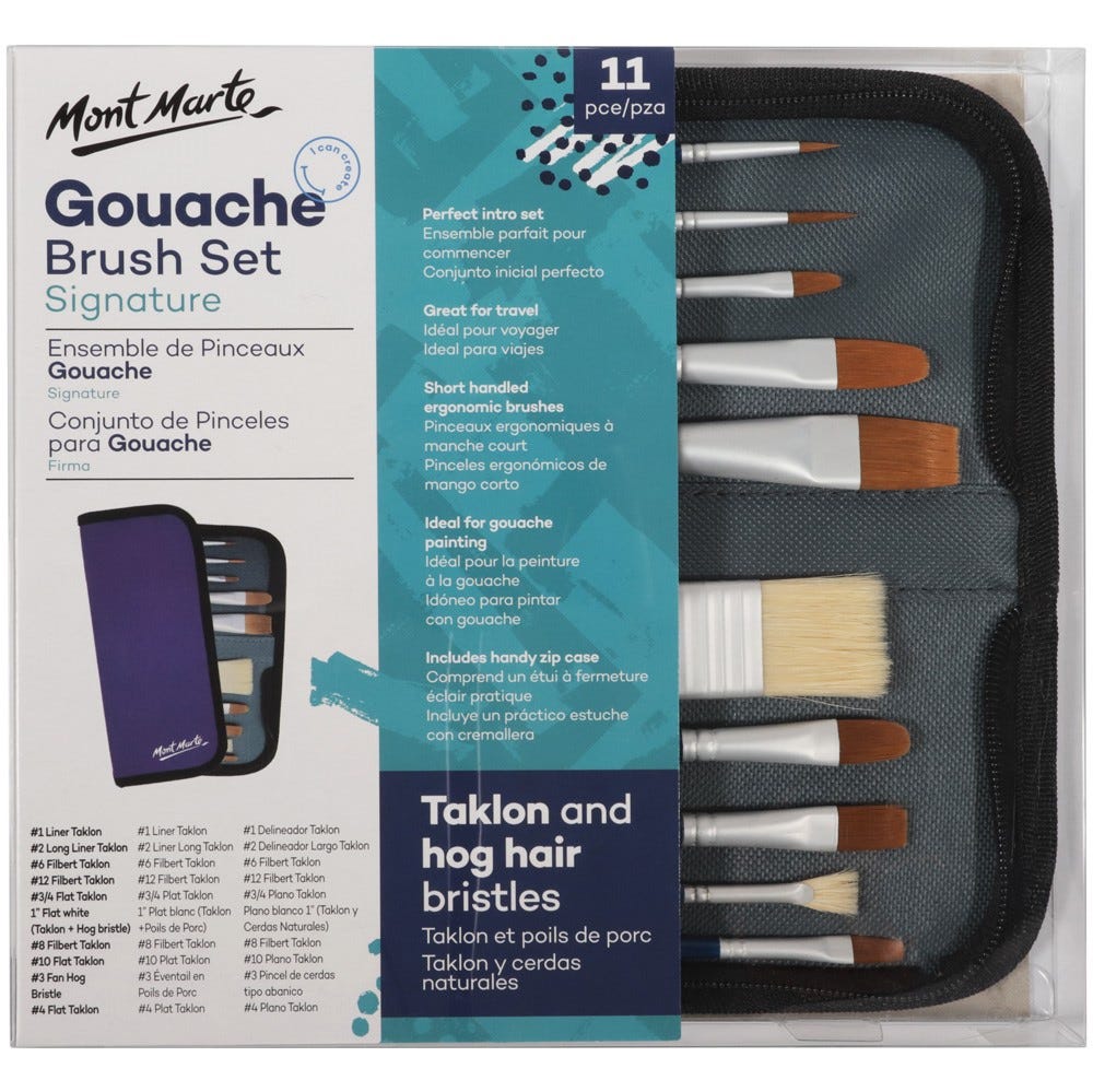 გუაშის ფუნჯები ნაკრები პენლით MM Brush Set in Wallet 11pc - Gouache