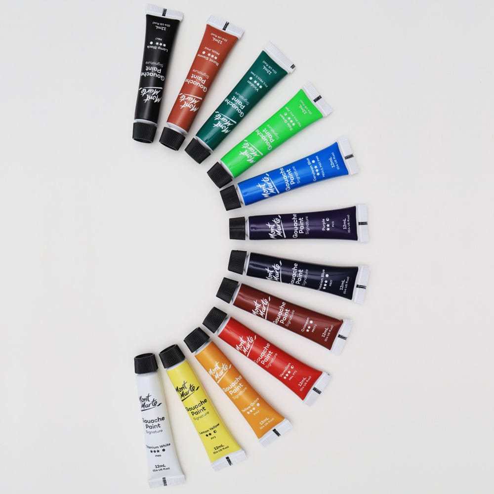 გუაშის საღებავები ნაკრები 12 ფერი Gouache 12pc x 12ml