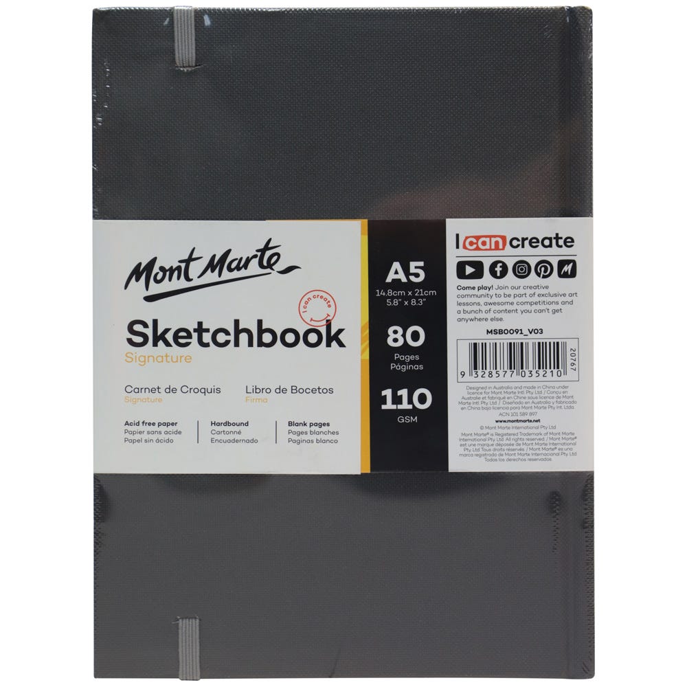 სკეჩბუქი მყარი ყდით MM Hardbound Sketch Book 110gsm A5