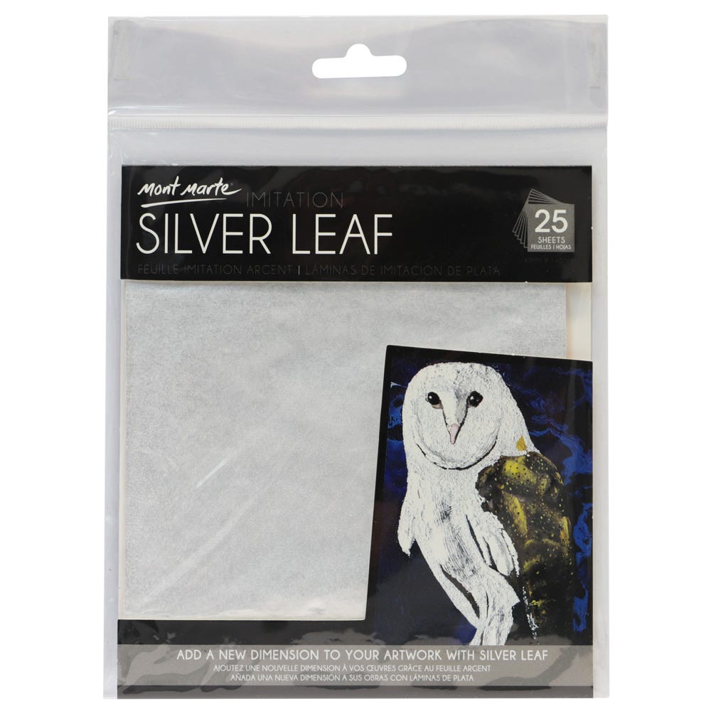 საიმიტაციო ვერცხლის ფირფიტები MM Imitation Silver Leaf 14x14cm 25 sheets
