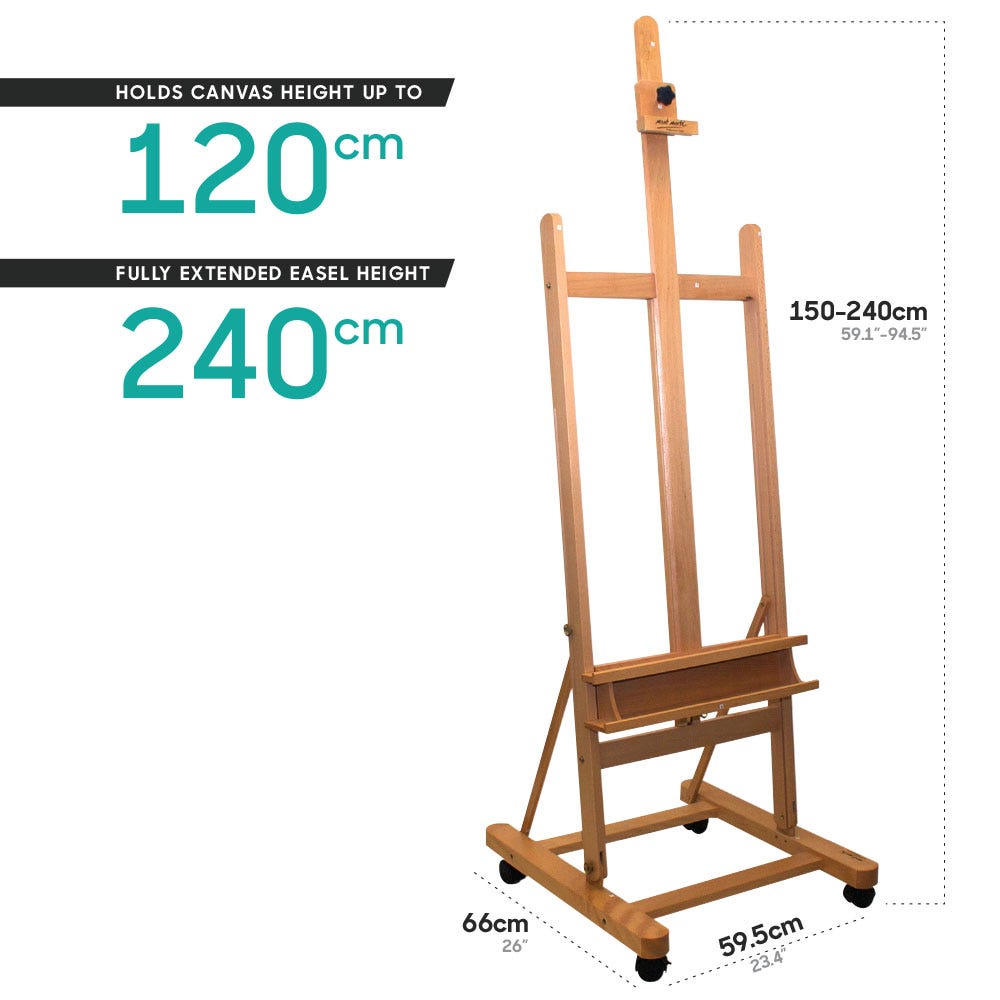 დიდი სტუდიო მოლბერტი MM Large Studio Easel w/castors Beech Wood