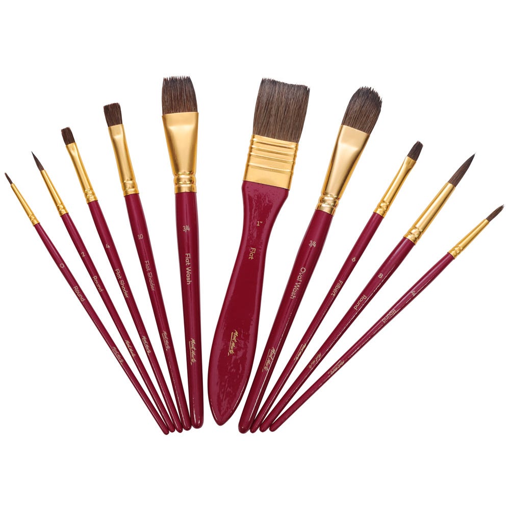 ფუნჯების ნაკრები პენლით (აკვარელისთვის) MM Brush Set in Wallet 11pc - Watercolour