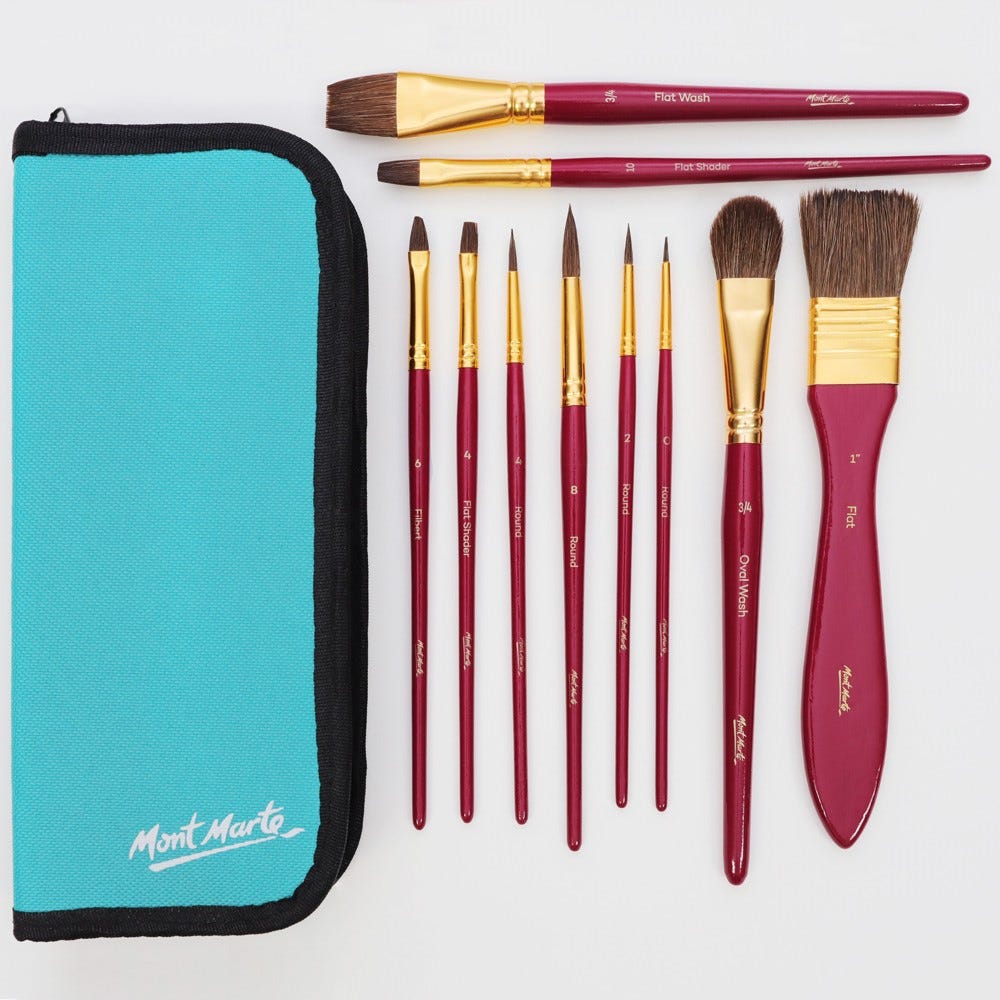 MM Brush Set in Wallet 11pc - Watercolour