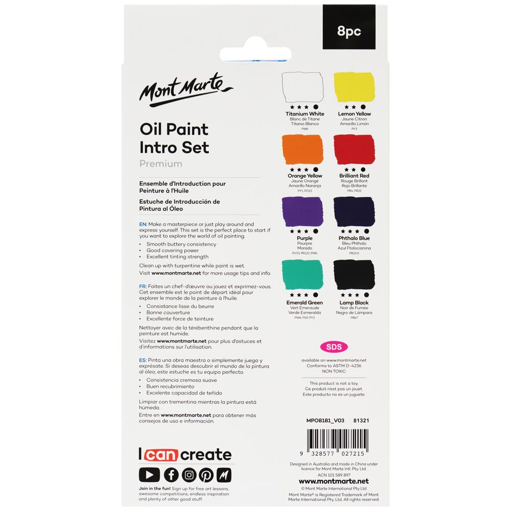 MM Oil Paint Intro Set 8pc x 18ml