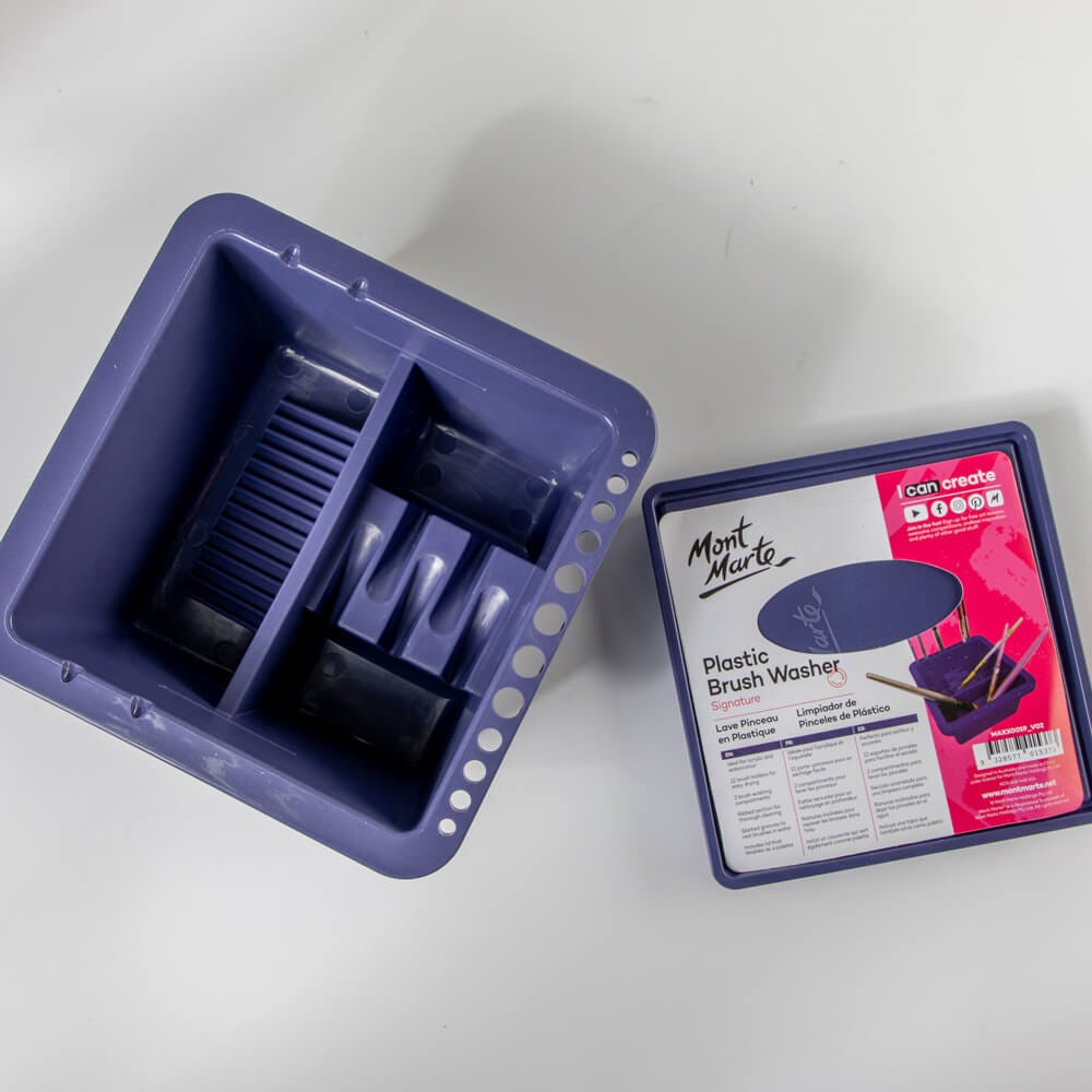 ფუნჯების სარეცხი პლასტმასის - MontMarte Brushwasher Twin Compartment Sq. Plastic
