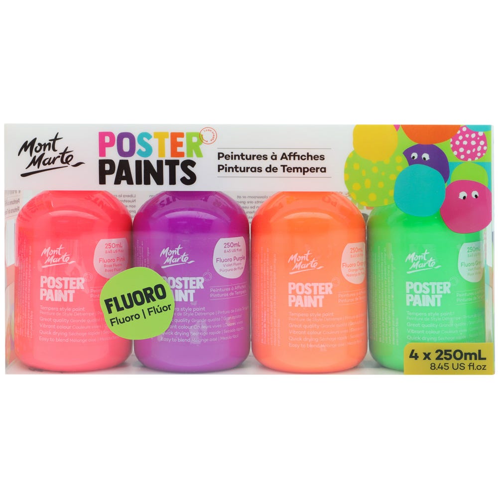 ნეონის საღებავი 250მლ - MontMarte MM Poster Paint 250ml 4pc - Neon