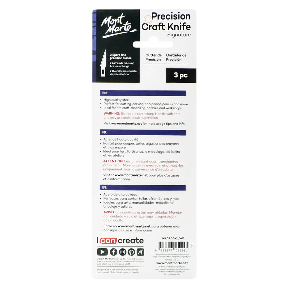 კრაფტის დანა + 2 სათადარიგო დანის პირით Precision Craft Knife 3pc
