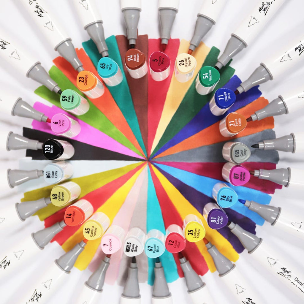 სკეჩმარკერები 24 ფერი (მყარი ქეისით) MM Dual Tip Art Markers 24pc