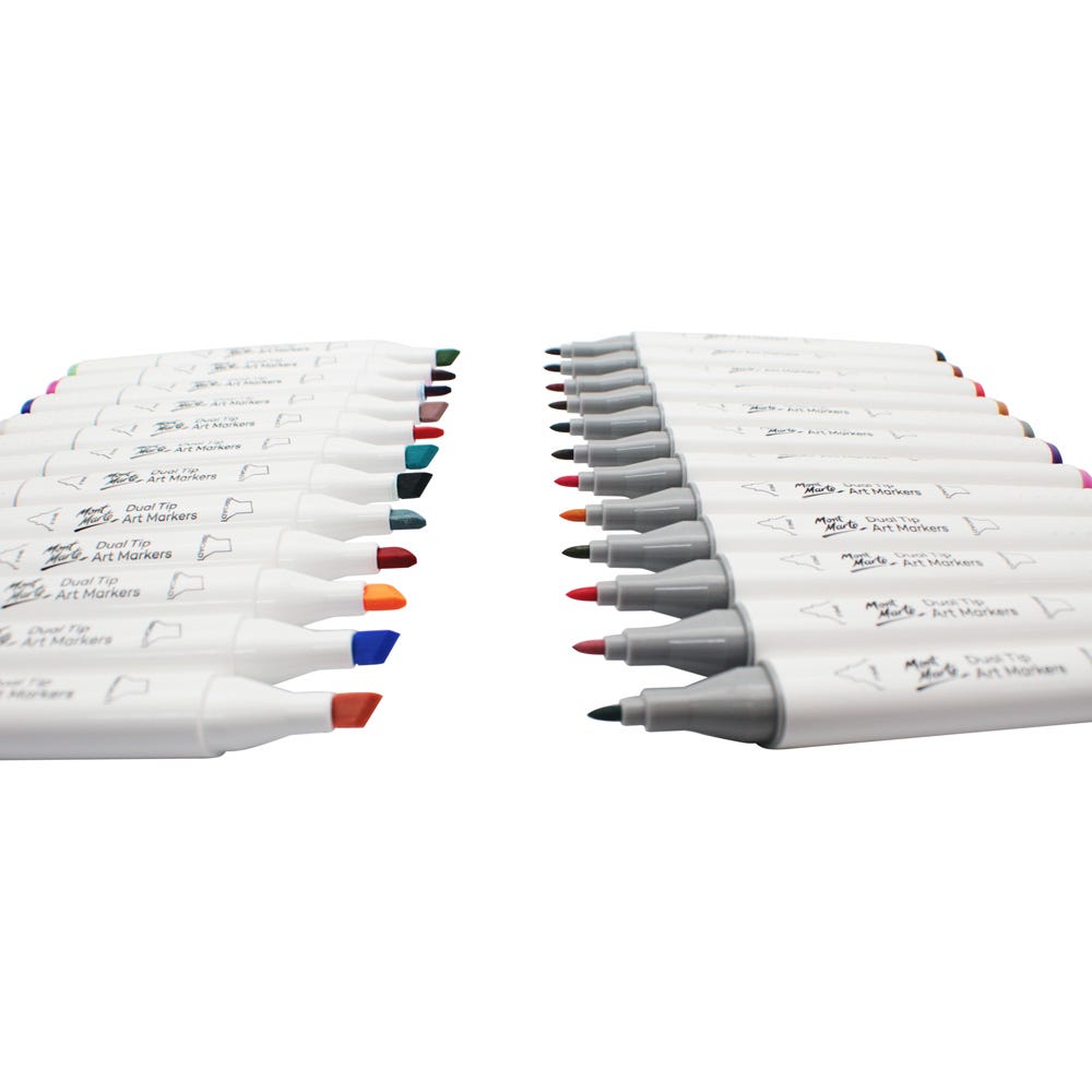 სკეჩმარკერები 24 ფერი (მყარი ქეისით) MM Dual Tip Art Markers 24pc
