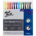 ფუნჯის კალმები 12 ფერი ნაკრები MM Real Brush Pens 12pc