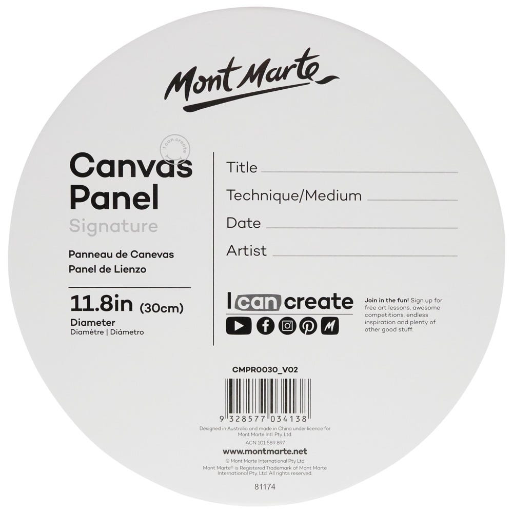 მრგვალი ტილოს პანელი 2 ცალი MM Canvas Panels Pack 2 Round 30cm