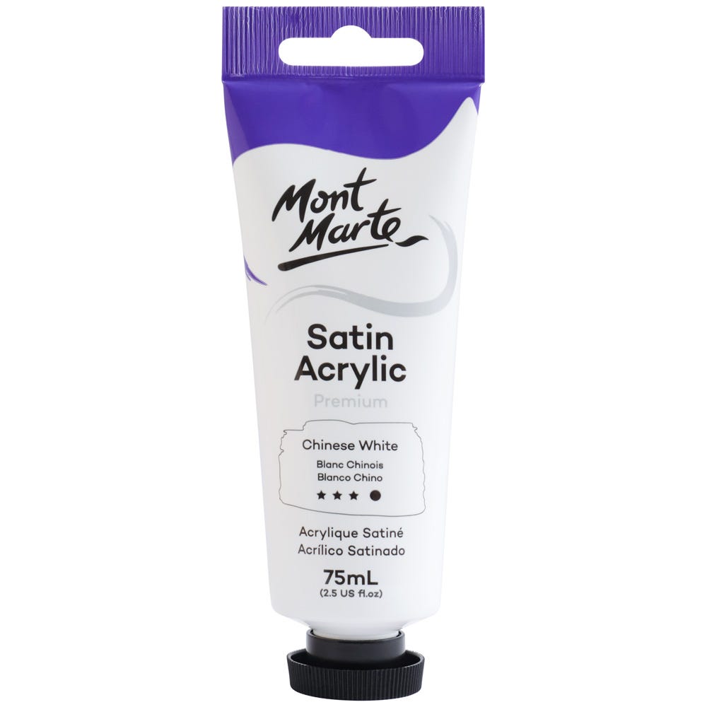 აკრილის საღებავი (ჩინური თეთრი) MM Satin Acrylic 75ml - Chinese White (Premium)