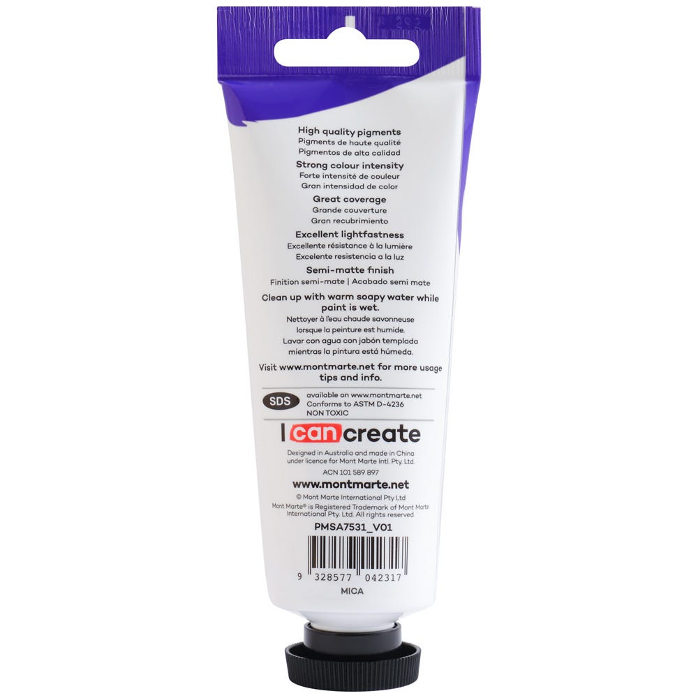 ოქროსფერი აკრილის საღებავი MM Satin Acrylic 75ml - Gold