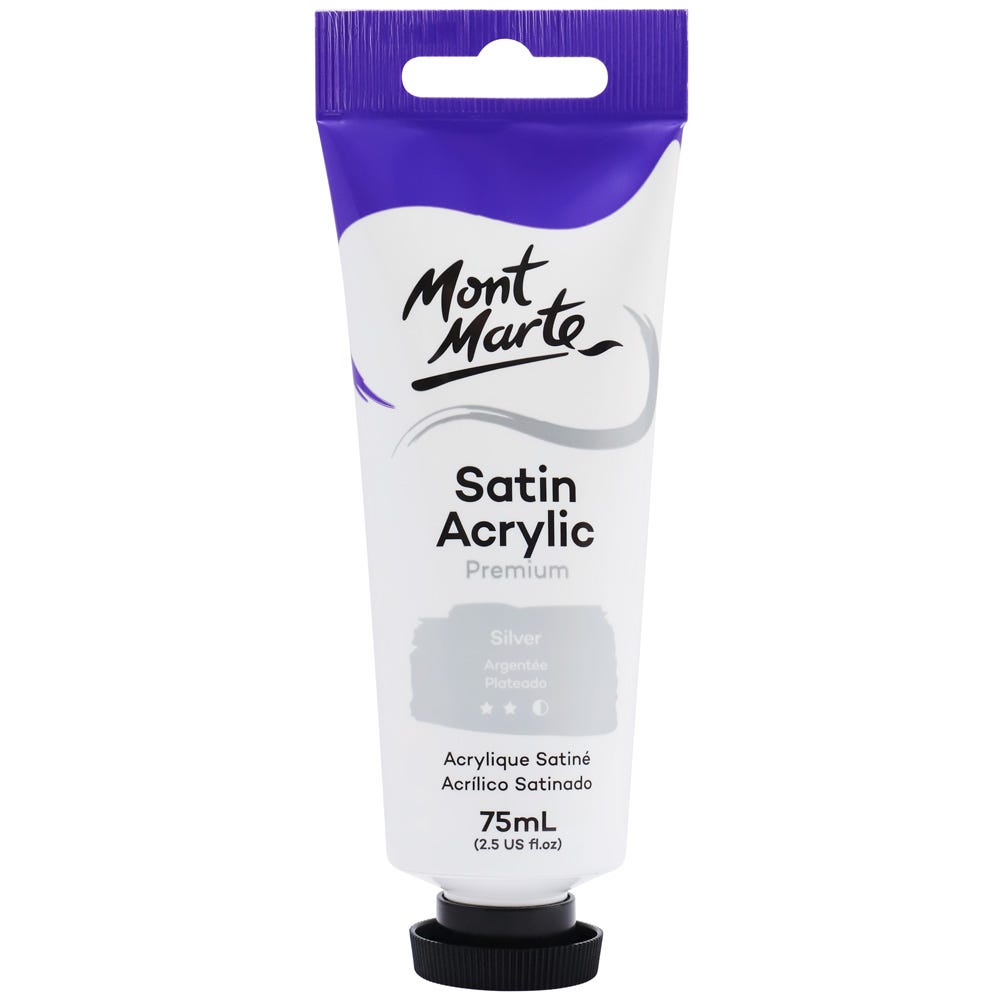 აკრილის საღებავი MM Satin Acrylic 75ml - Silver