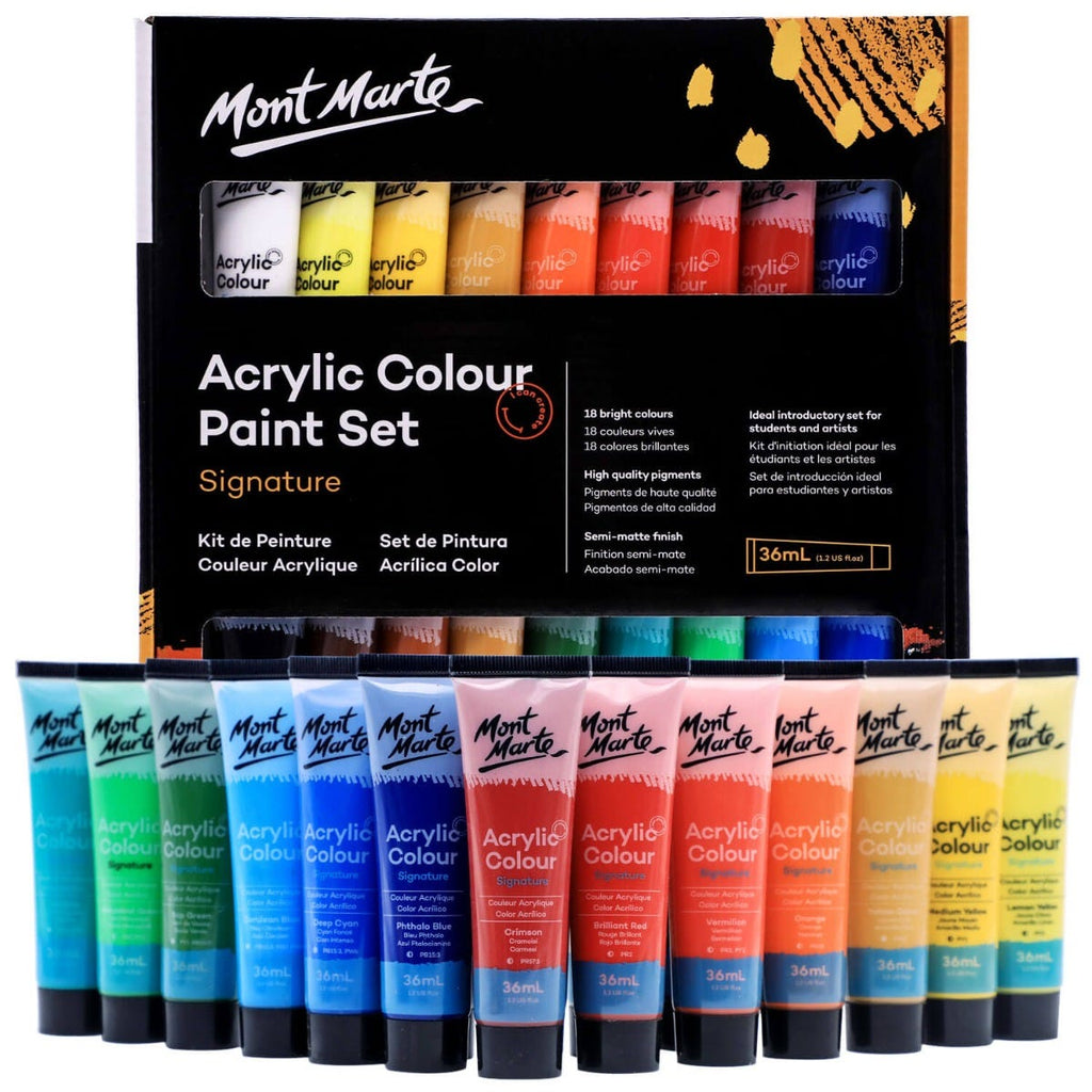აკრილის საღებავები 18 ფერი ნაკრები MM Acrylic Paint Set 18pc x 36ml