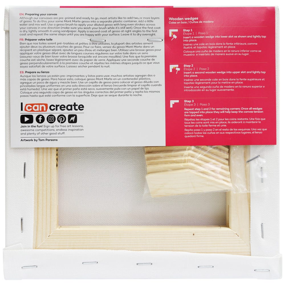 დაგრუნტული სამხატვრო ტილო ქვეჩარჩოზე MM Studio Canvas Pine Frame S.T. 20x20cm