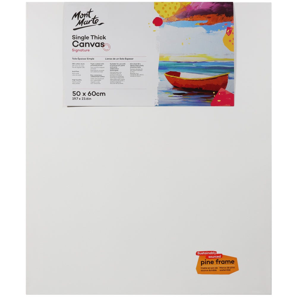 დაგრუნტული სამხატვრო ტილო ქვეჩარჩოზე MM Studio Canvas Pine Frame S.T. 50x60cm