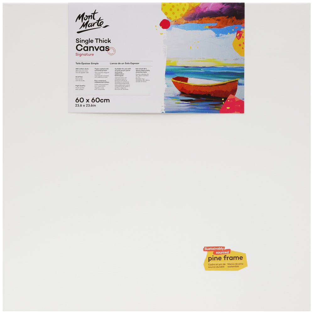 დაგრუნტული სამხატვრო ტილო ქვეჩარჩოზე MM Studio Canvas Pine Frame S.T. 60x60cm