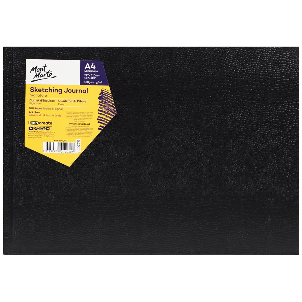 სკეჩბუქი მყდარი ყდით MM Sketch Journal Croc A4 Lscape 100pg 150gsm
