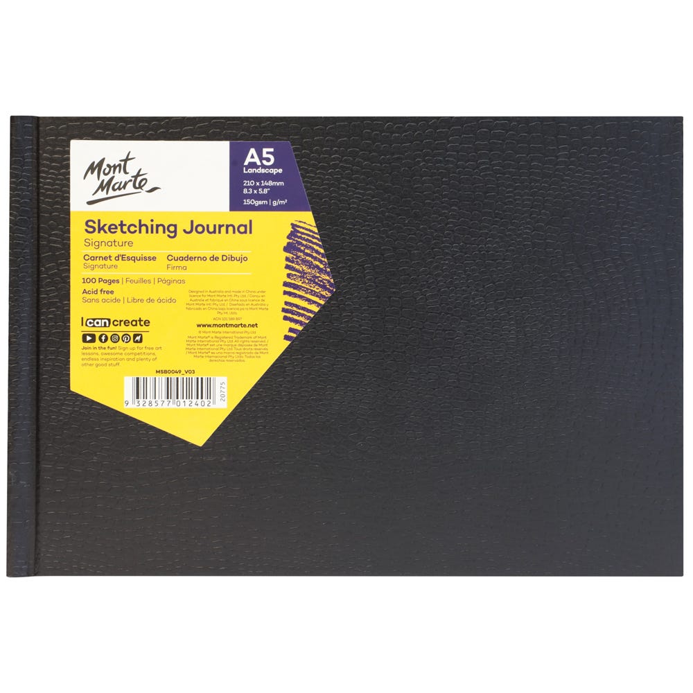 სკეჩბუქი მყარი ყდით MM Sketch Journal Croc A5 Lscape 100pg 150gsm