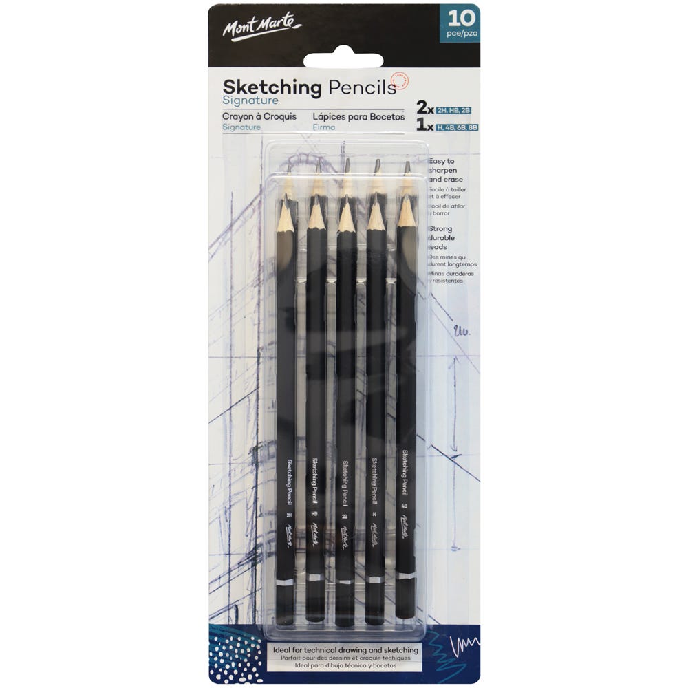 სკეჩინგის ფანქრები 10 ცალი MM Sketching Pencils 10pc