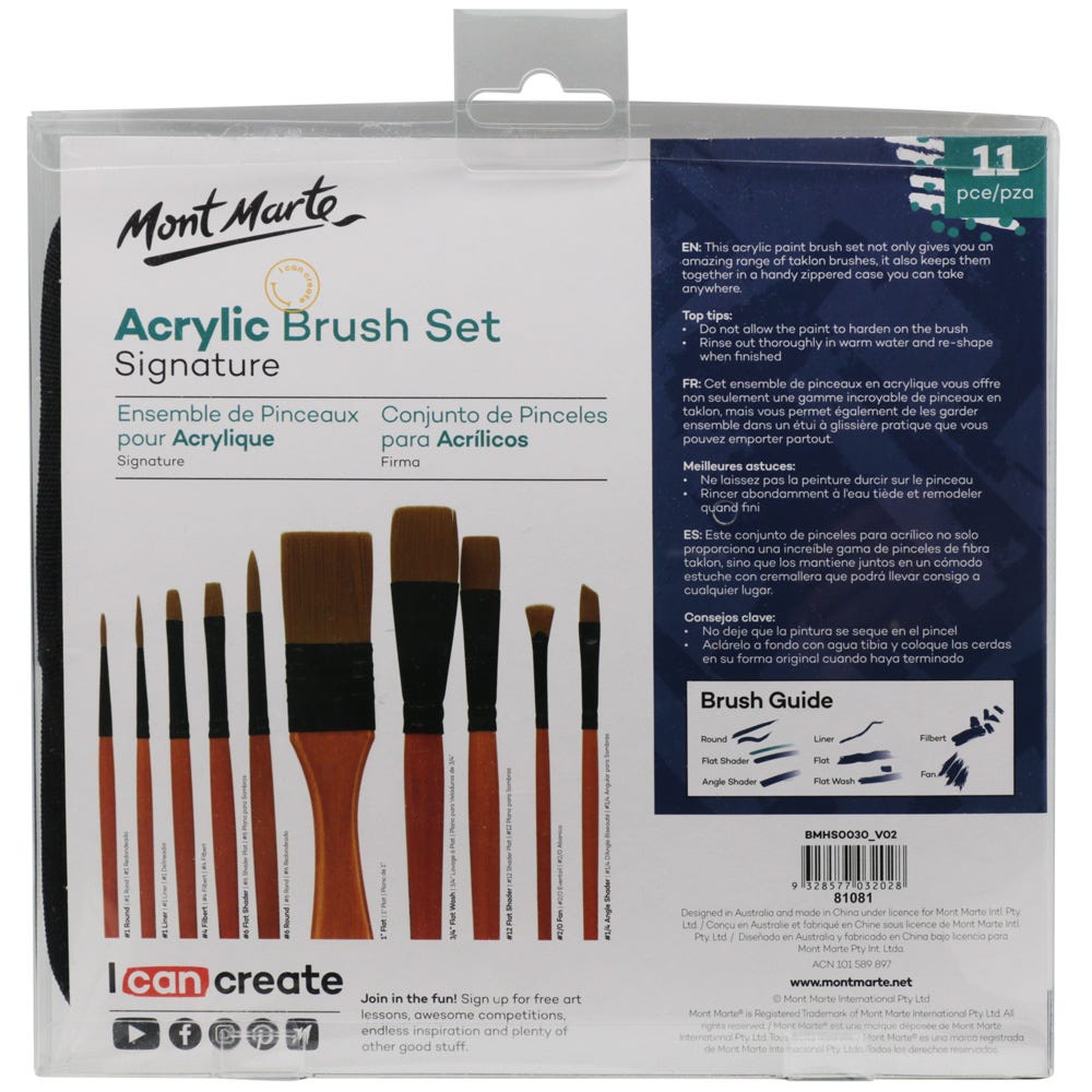 MM Brush Set in Wallet 11pc - Acrylic
