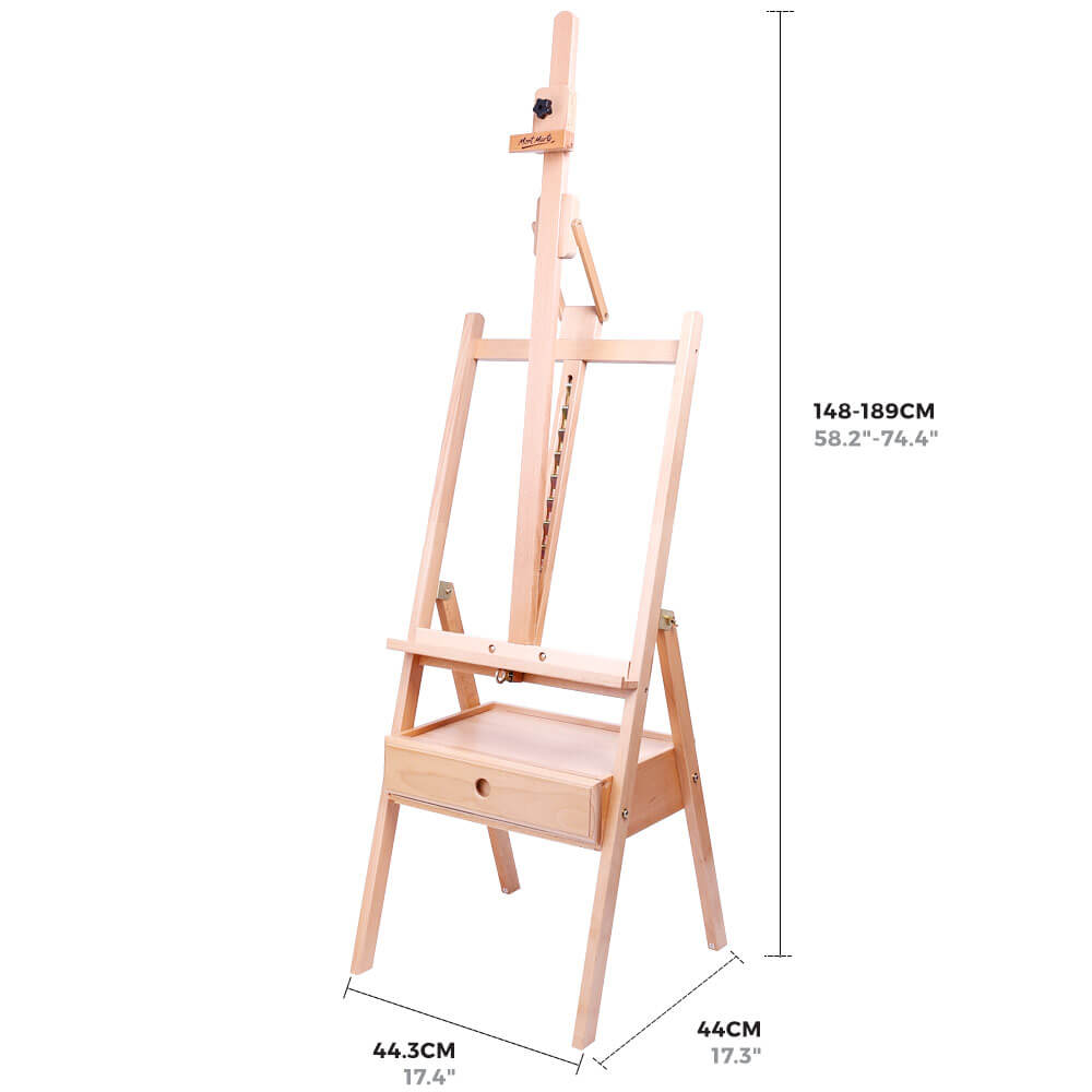 Wooden easel with storage box (adjustable) MM Tilting Box Floor Easel Beech 