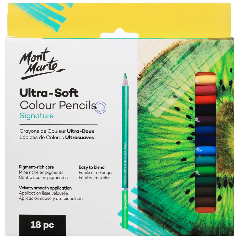 Mont Marte Signature Ultra-Soft Colour Pencils, 18 Colours
