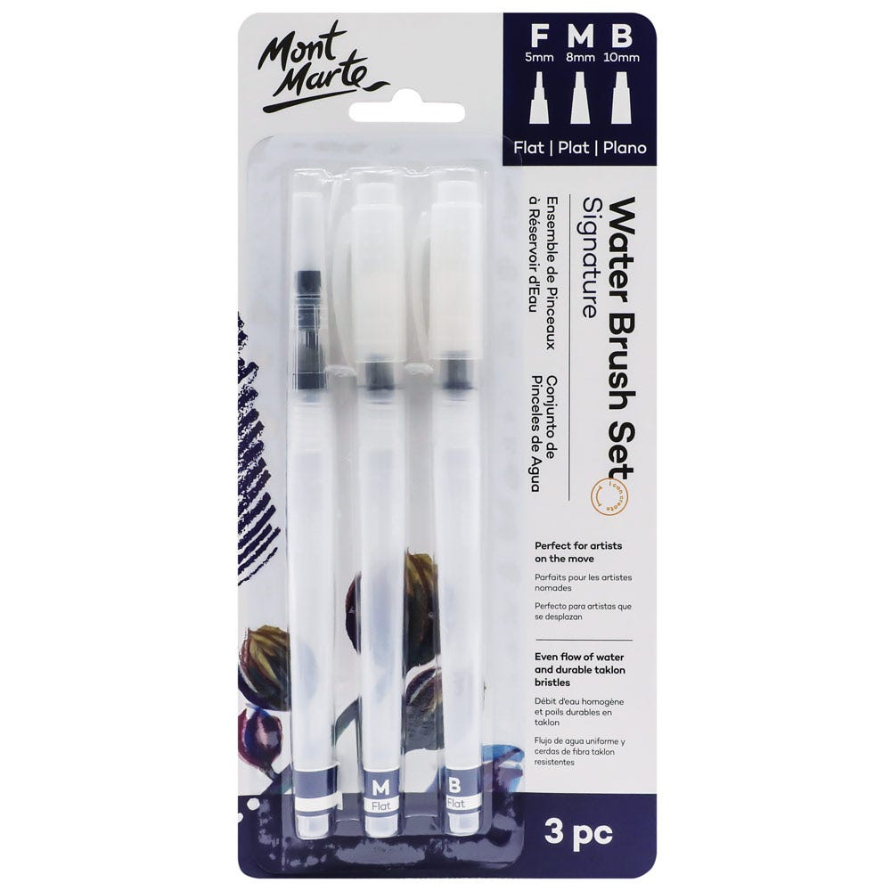 MM Waterbrush Set Flat F/M/B 3pc BMHS0045