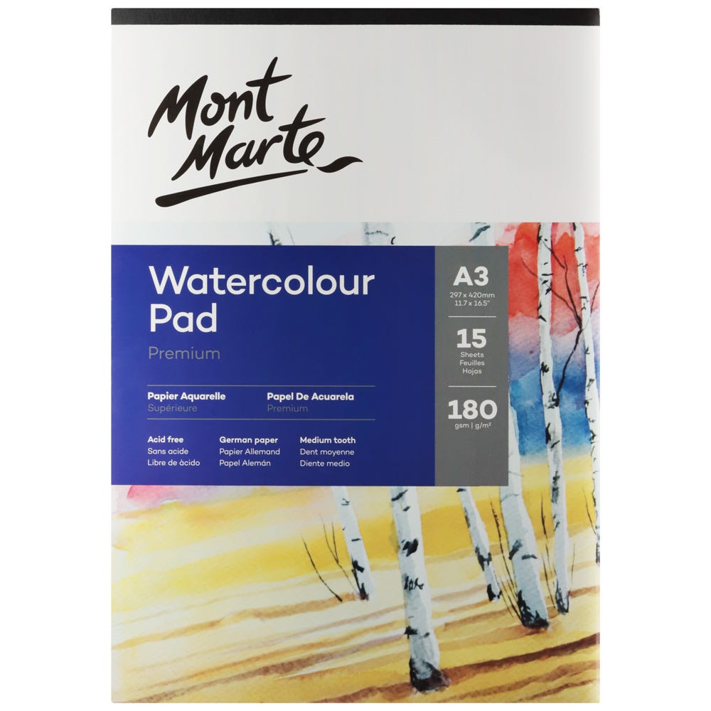 აკვარელის სახატავი პადი MM Watercolour Pad German Paper A3 180gsm 15sht