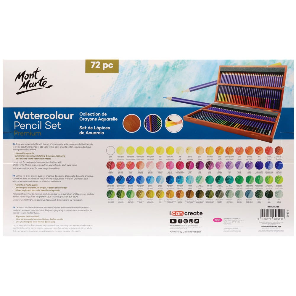 MM Premium Watercolour Pencils Box Set 72pc