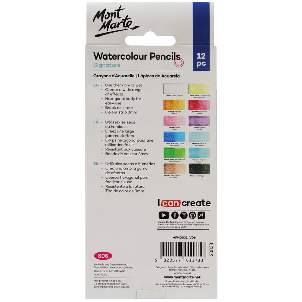 MM Watercolour Pencils 12pc