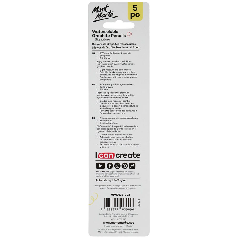 MM Watersoluble Graphite Pencil Set 5pc