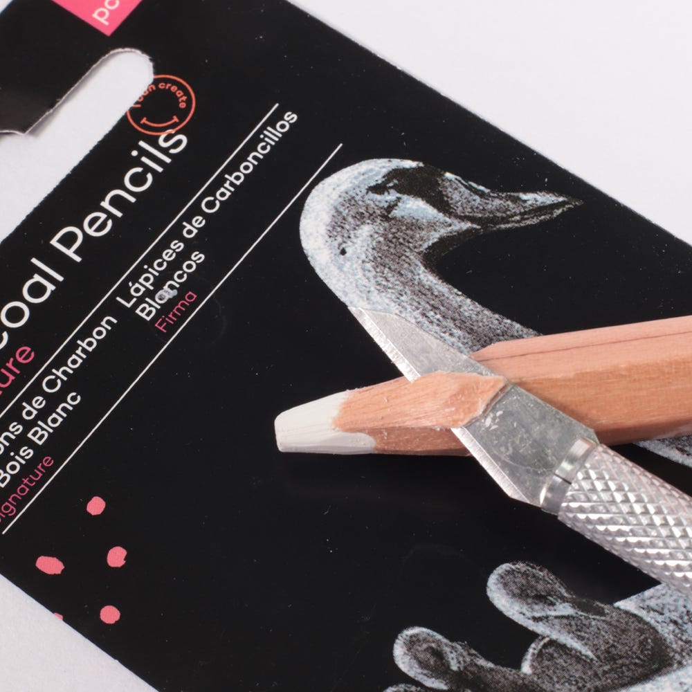 თეთრი ნახშირის ფანქრები (სქელი) White Charcoal Pencils Lge Hex 2pc
