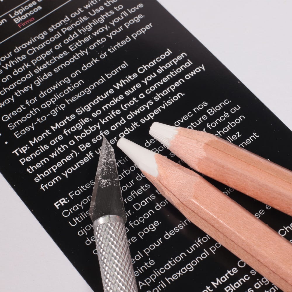 თეთრი ნახშირის ფანქრები (სქელი) White Charcoal Pencils Lge Hex 2pc