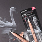 MM White Charcoal Pencils Lge Hex 2pc
